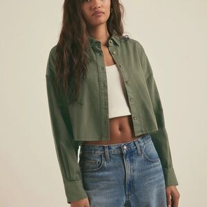 Jackson Rowe Cropped Boyfriend shirt - army green size small